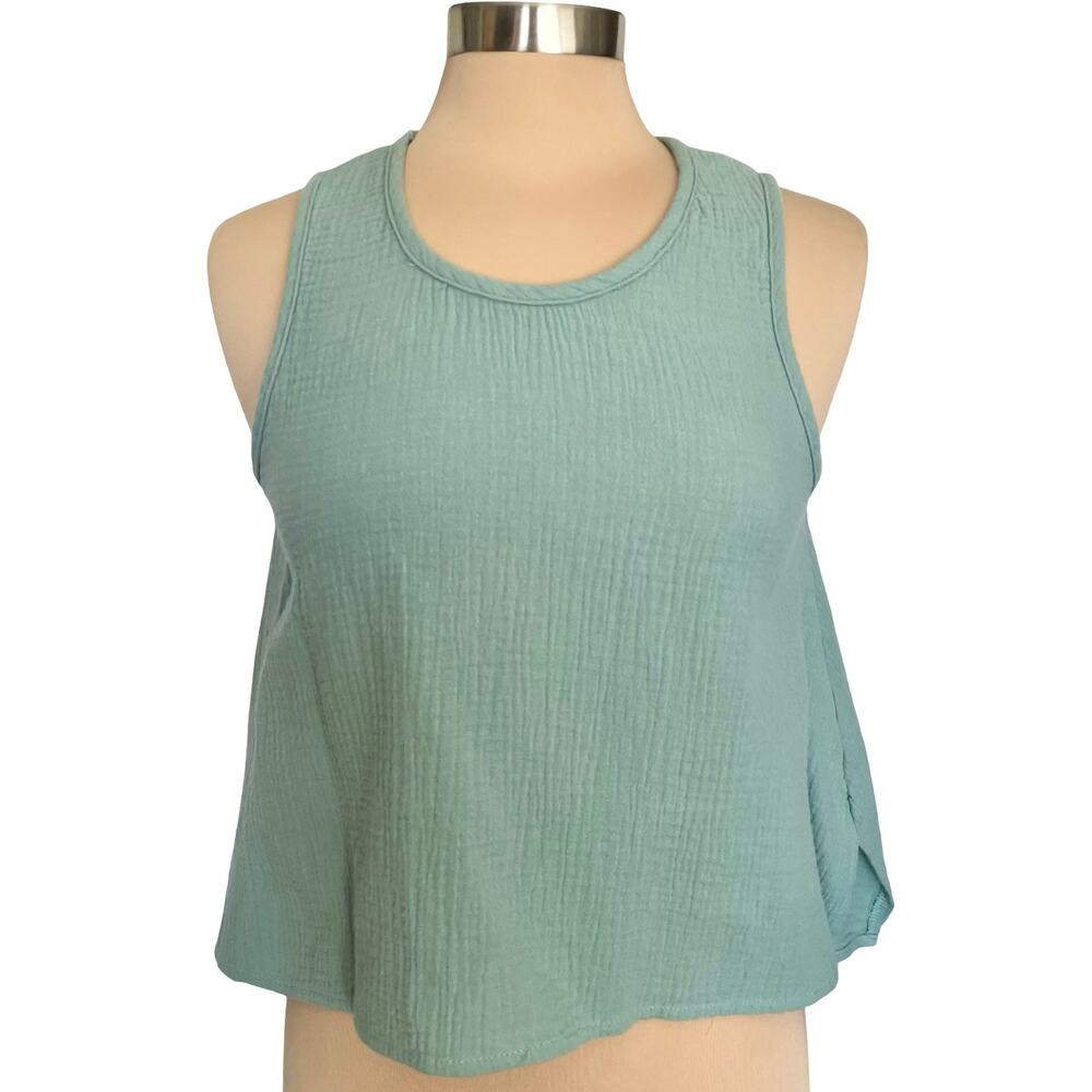 Paradise USA Textured Cotton Gauze Boxy Swing Tank Top Size MED Summer Beachy